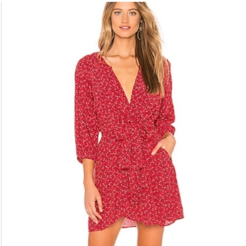 Free People red floral dress with tie front